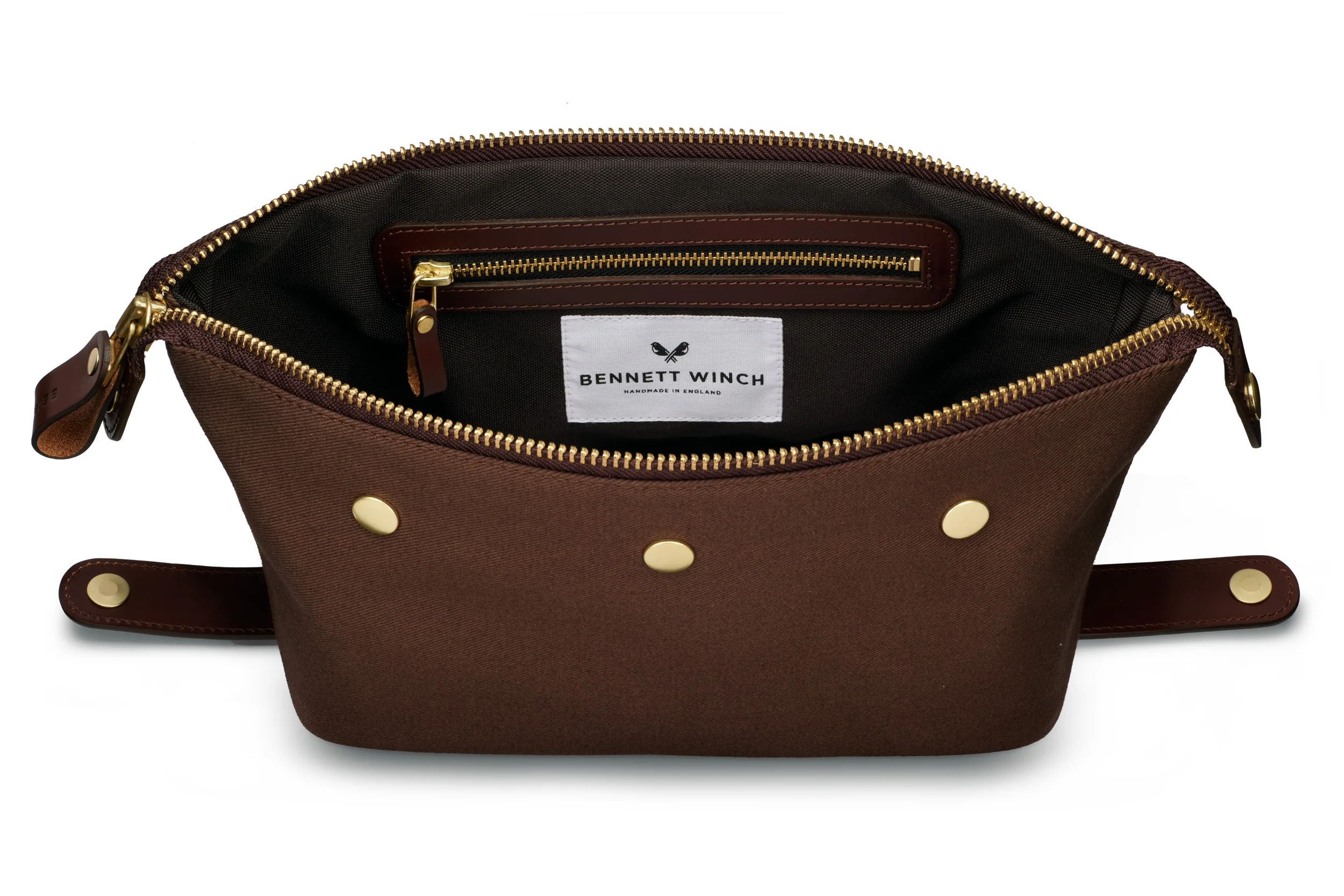 Canvas Wash Bag / Dopp Kit - Chocolate - Image 2