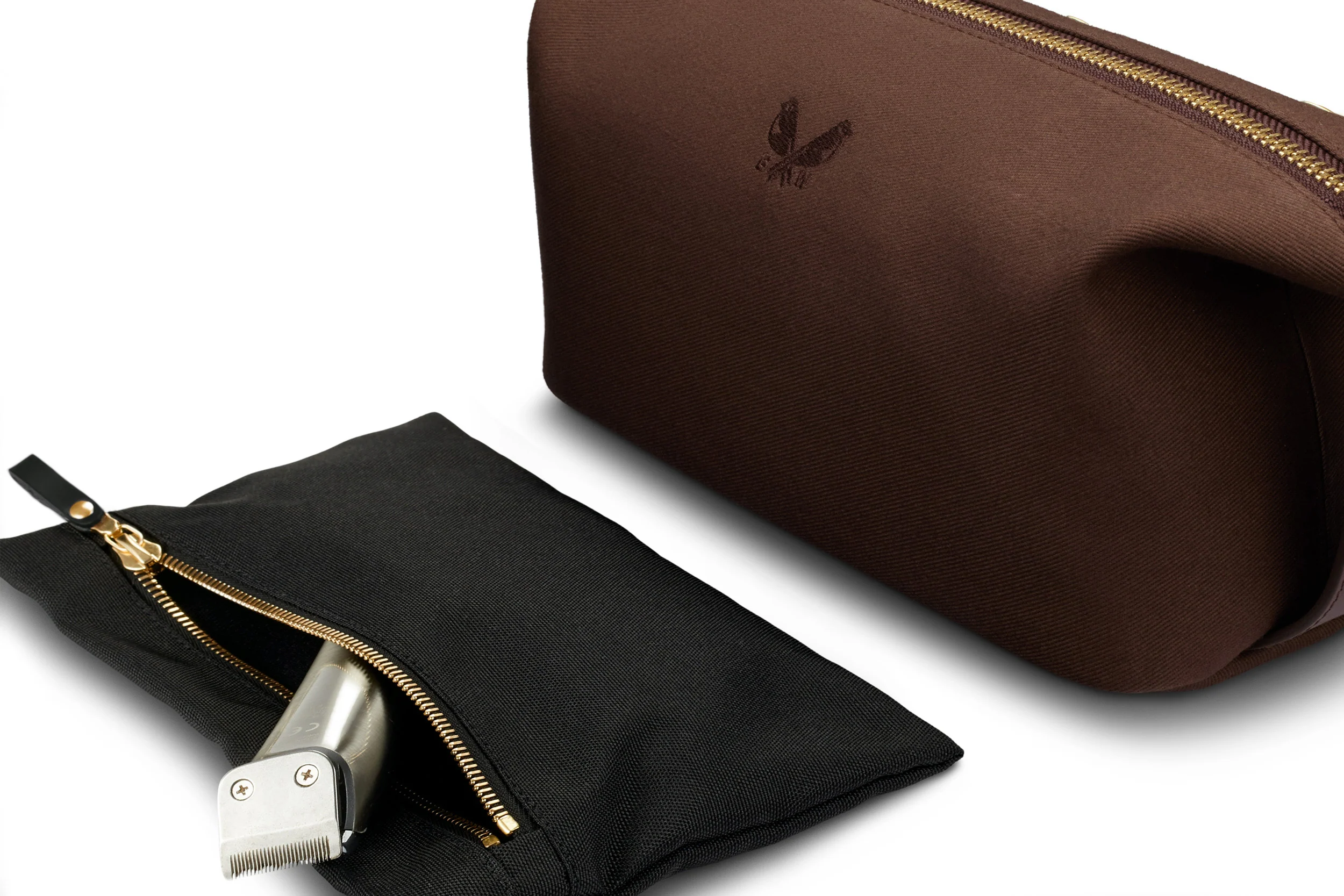 Canvas Wash Bag / Dopp Kit - Chocolate - Image 5
