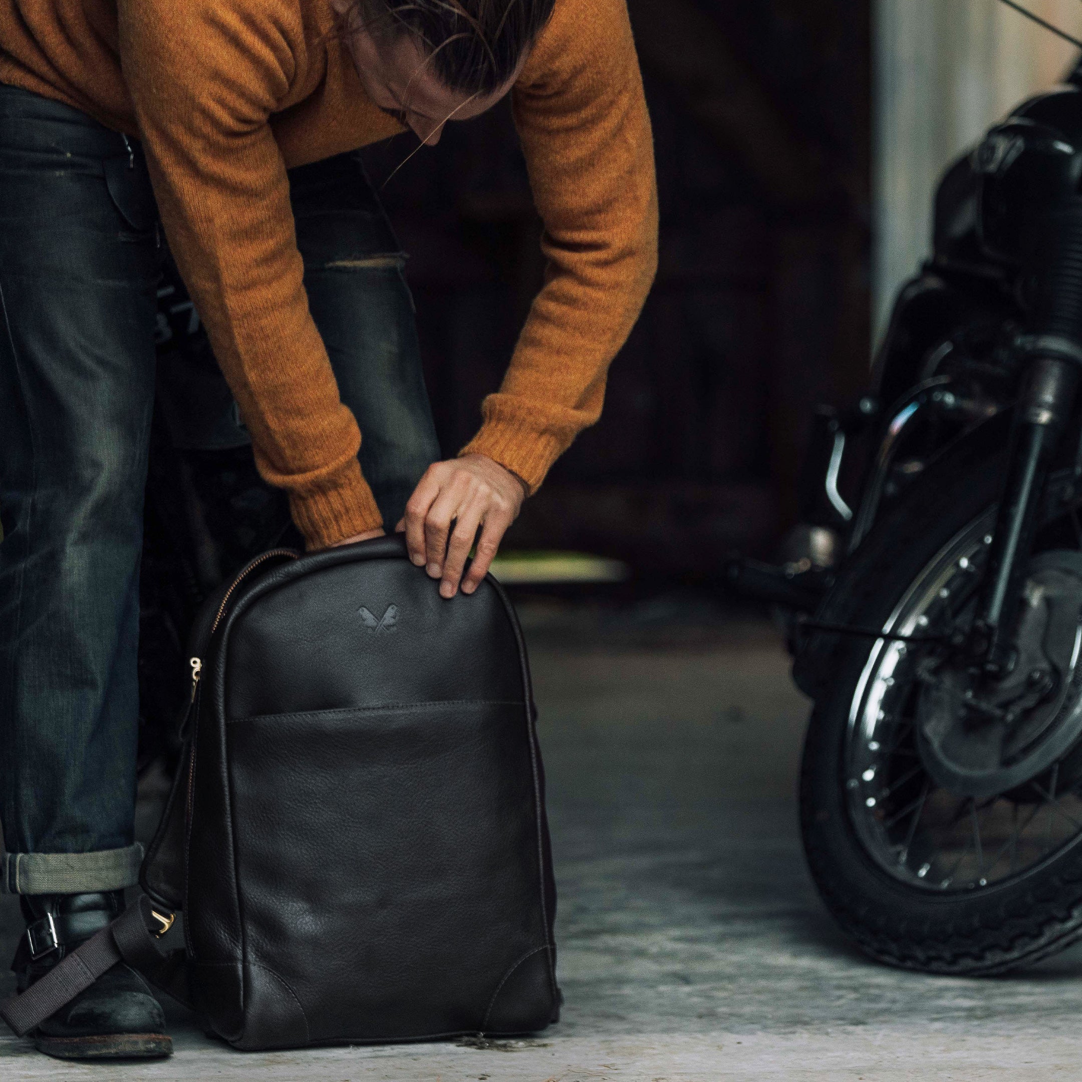 Leather Backpack - Black - Image 14
