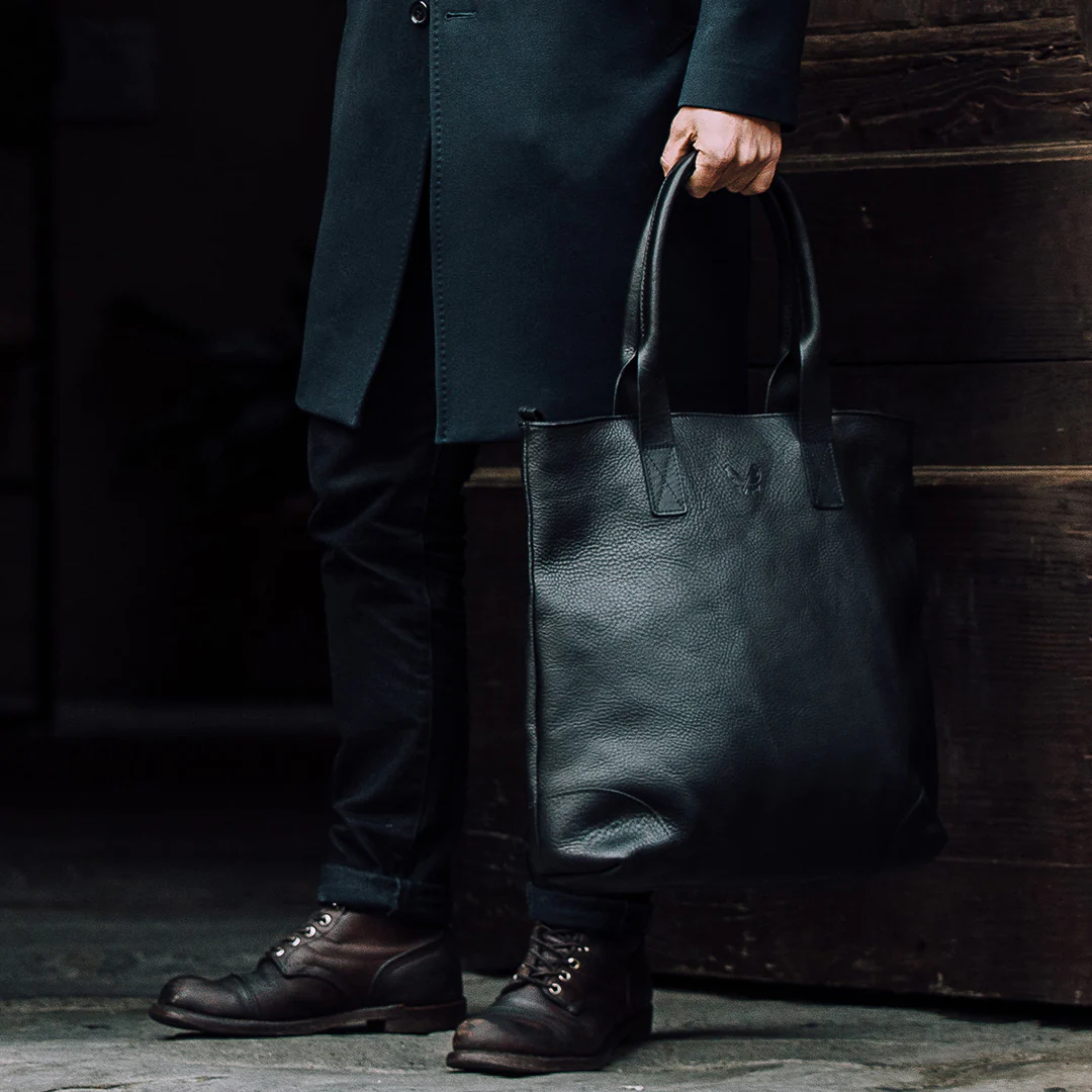 Leather Tote - Black - Image 8