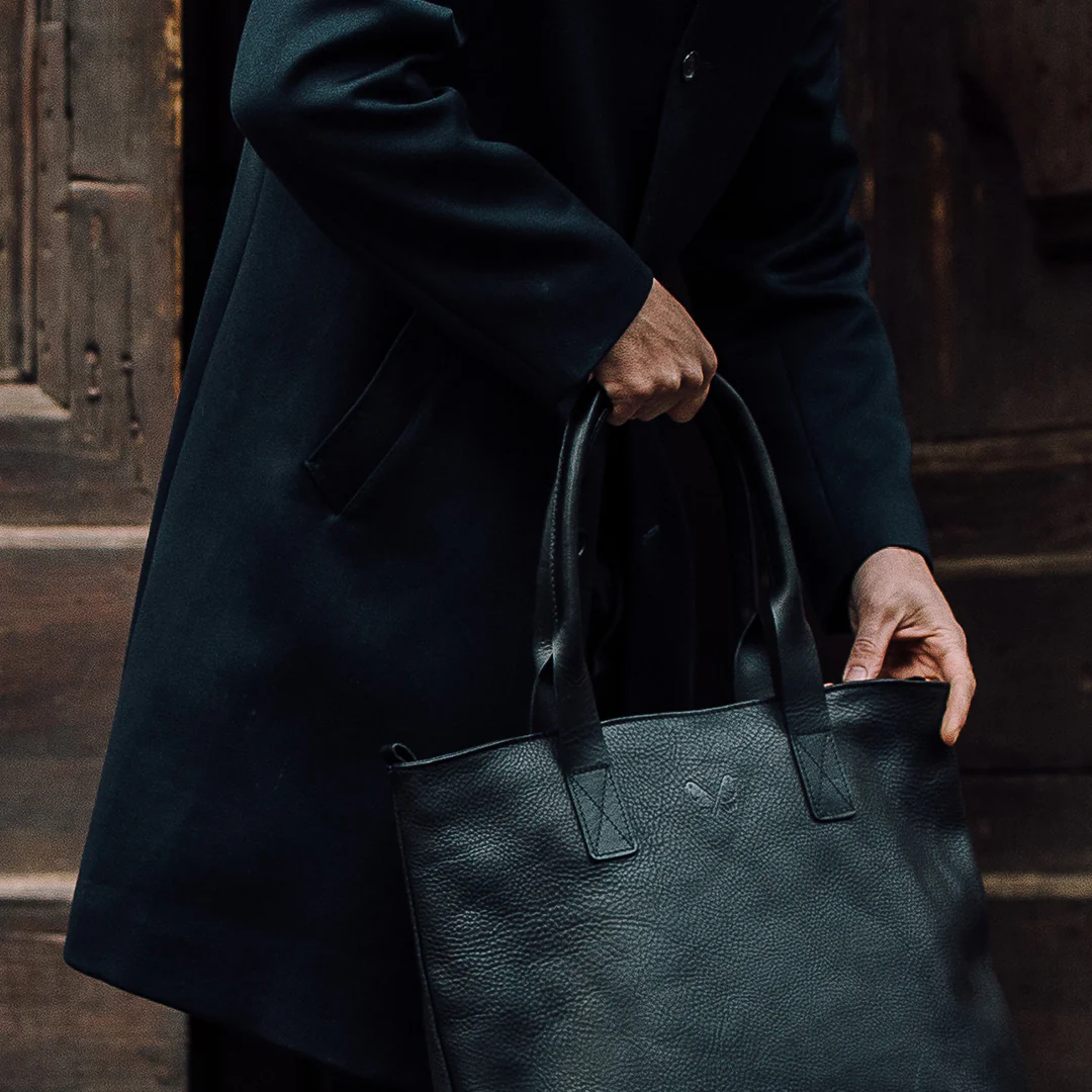 Leather Tote - Black - Image 9