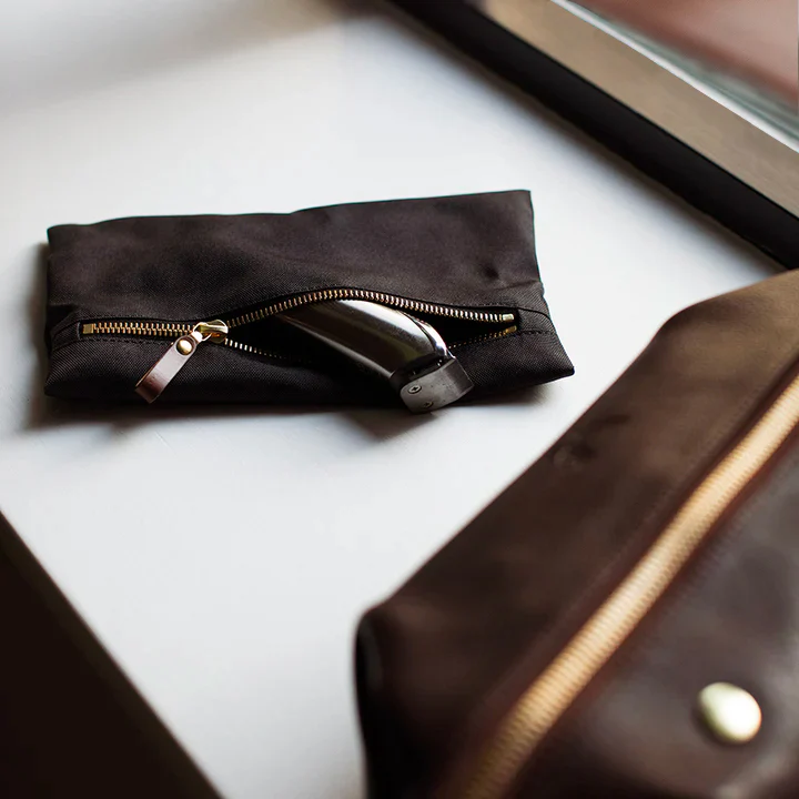 Leather Wash Bag / Dopp Kit - Brown - Image 11