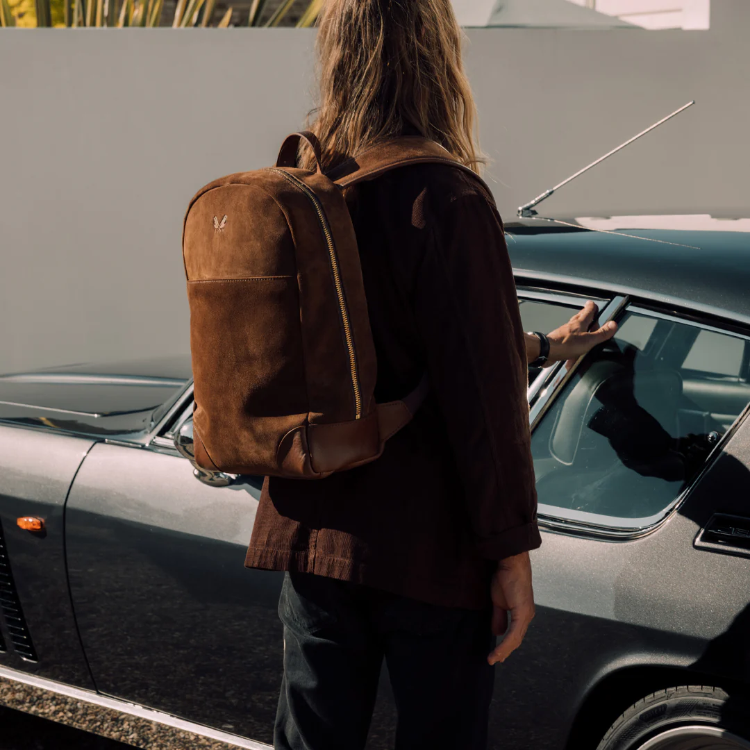Suede Backpack - Tobacco Brown - Image 13