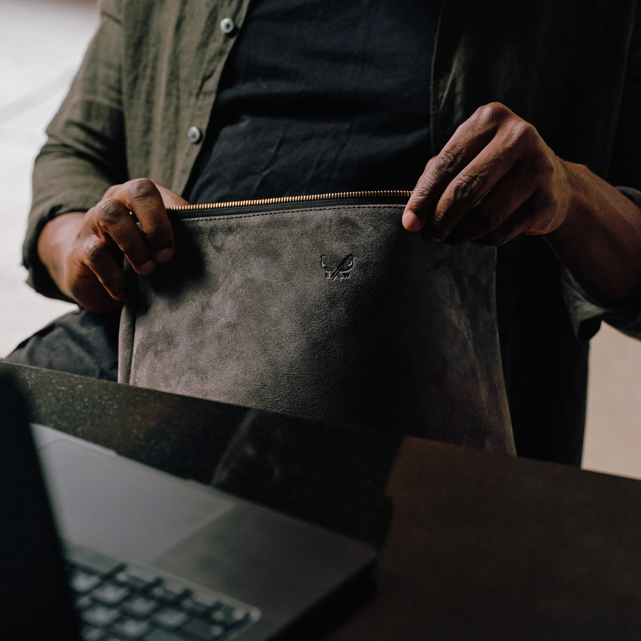 Suede Flight Pouch - Storm Grey - Image 11
