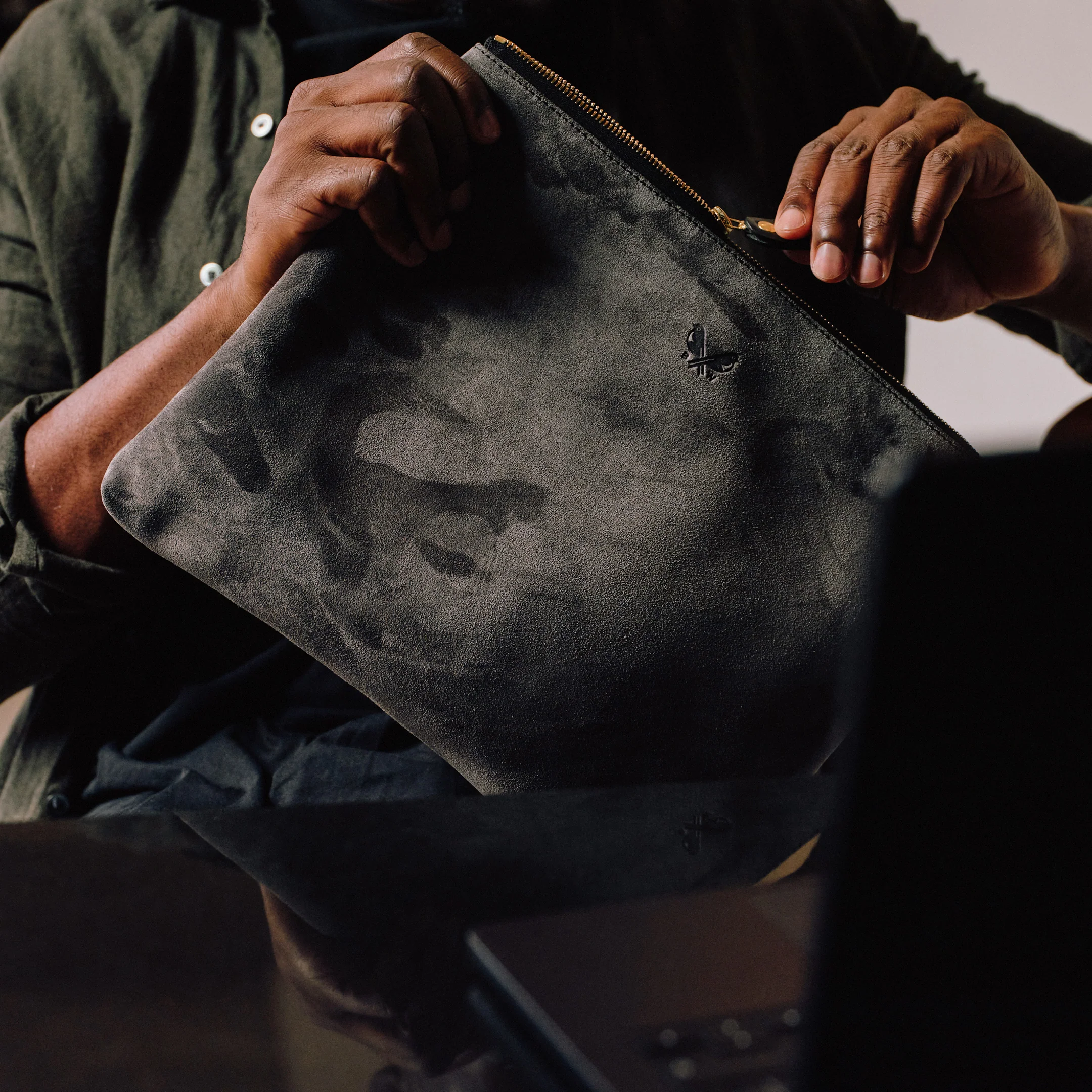 Suede Flight Pouch - Storm Grey - Image 8