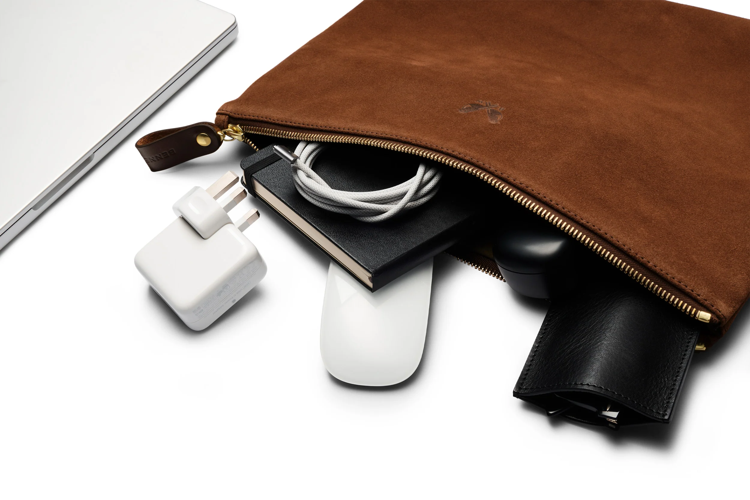 Suede Flight Pouch - Tobacco Brown - Image 4
