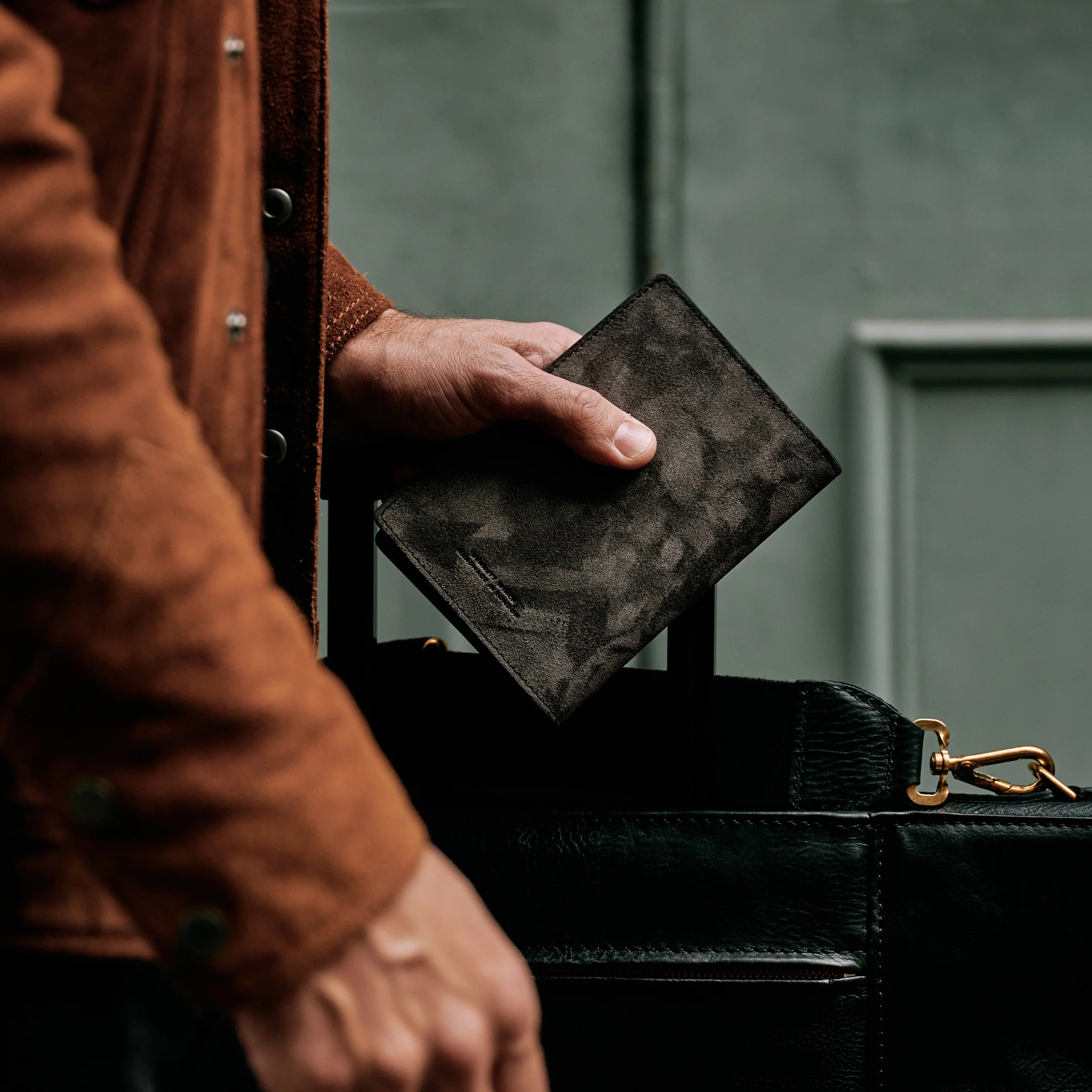 Suede Passport Wallet - Storm Grey - Image 7