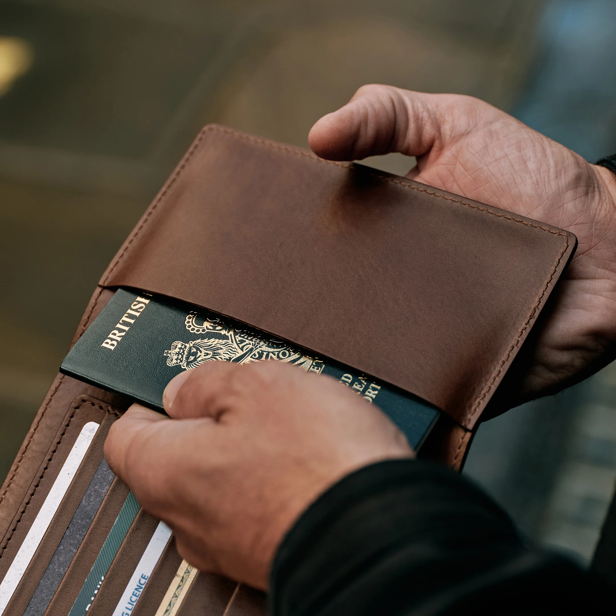 Suede Passport Wallet - Tobacco Brown - Image 10