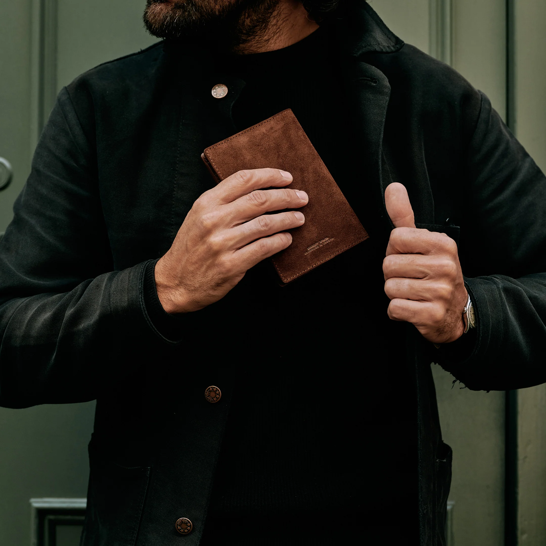 Suede Passport Wallet - Tobacco Brown - Image 8
