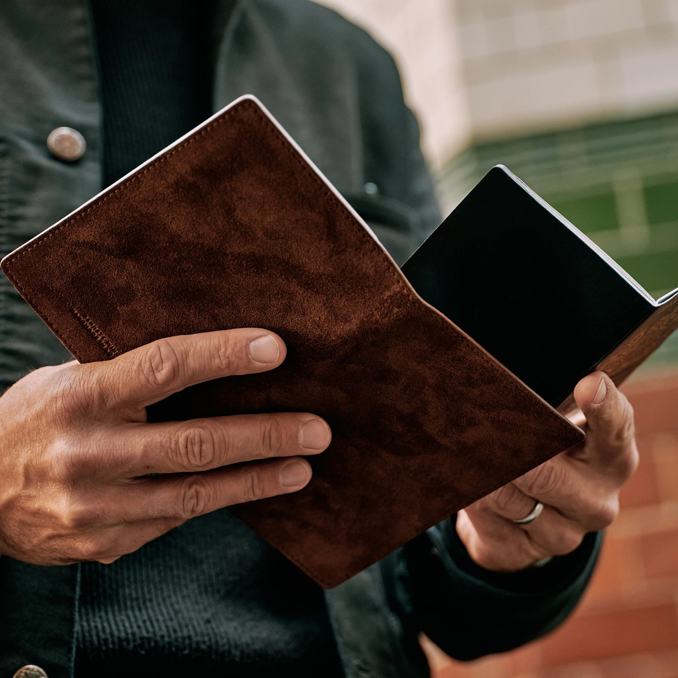 Suede Passport Wallet - Tobacco Brown - Image 9