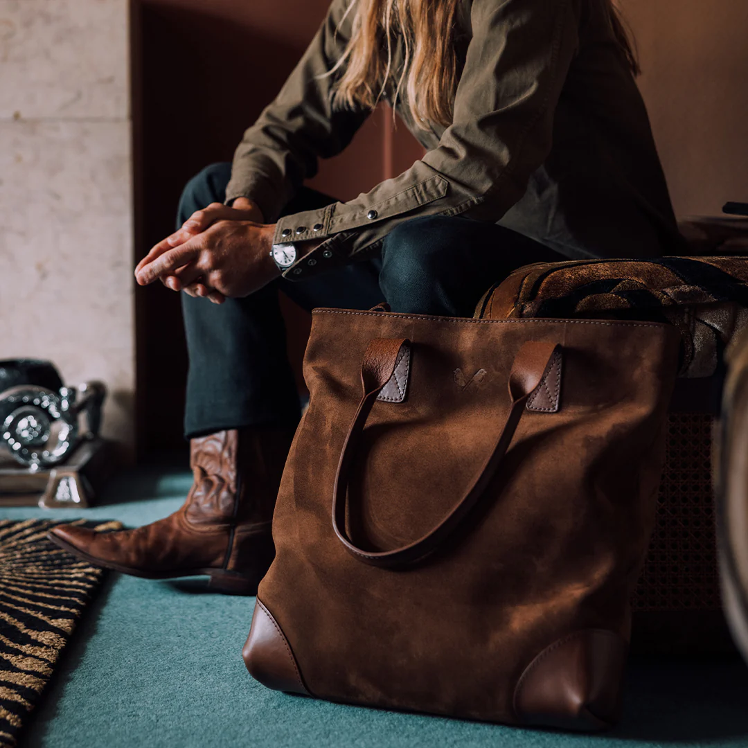 Suede Tote - Tobacco Brown - Image 6