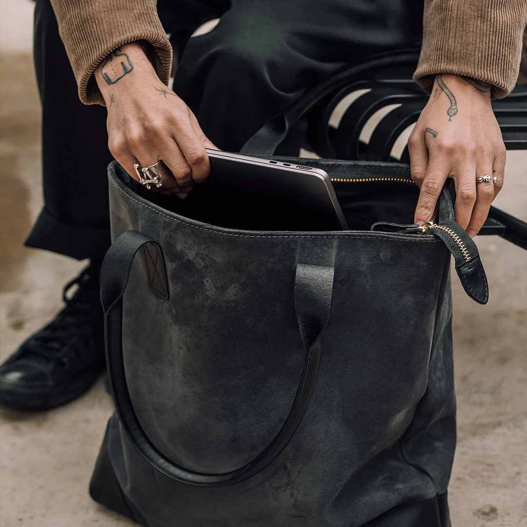 Suede Tote - Storm Grey - Image 8