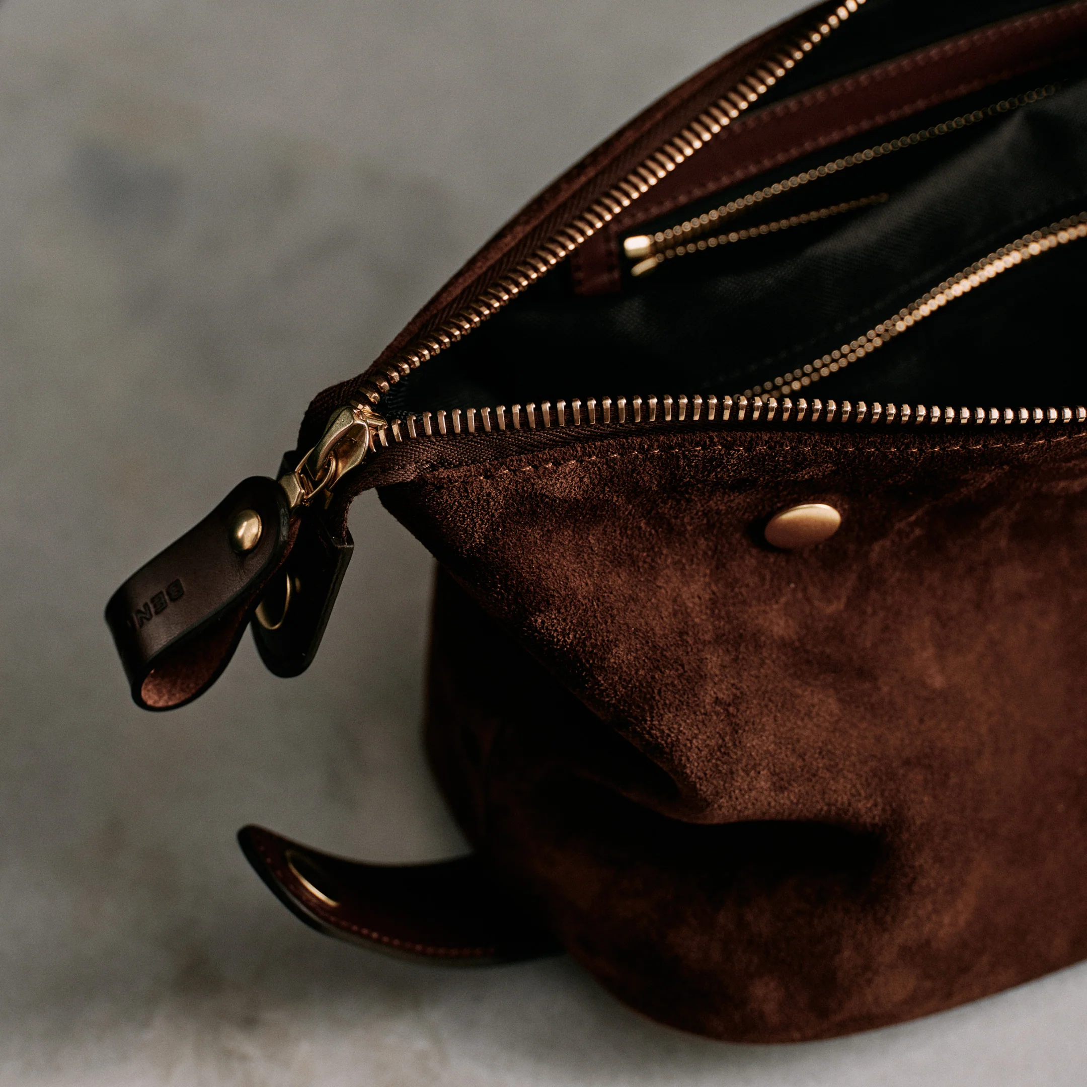 Suede Wash Bag / Dopp Kit - Tobacco Brown - Image 13