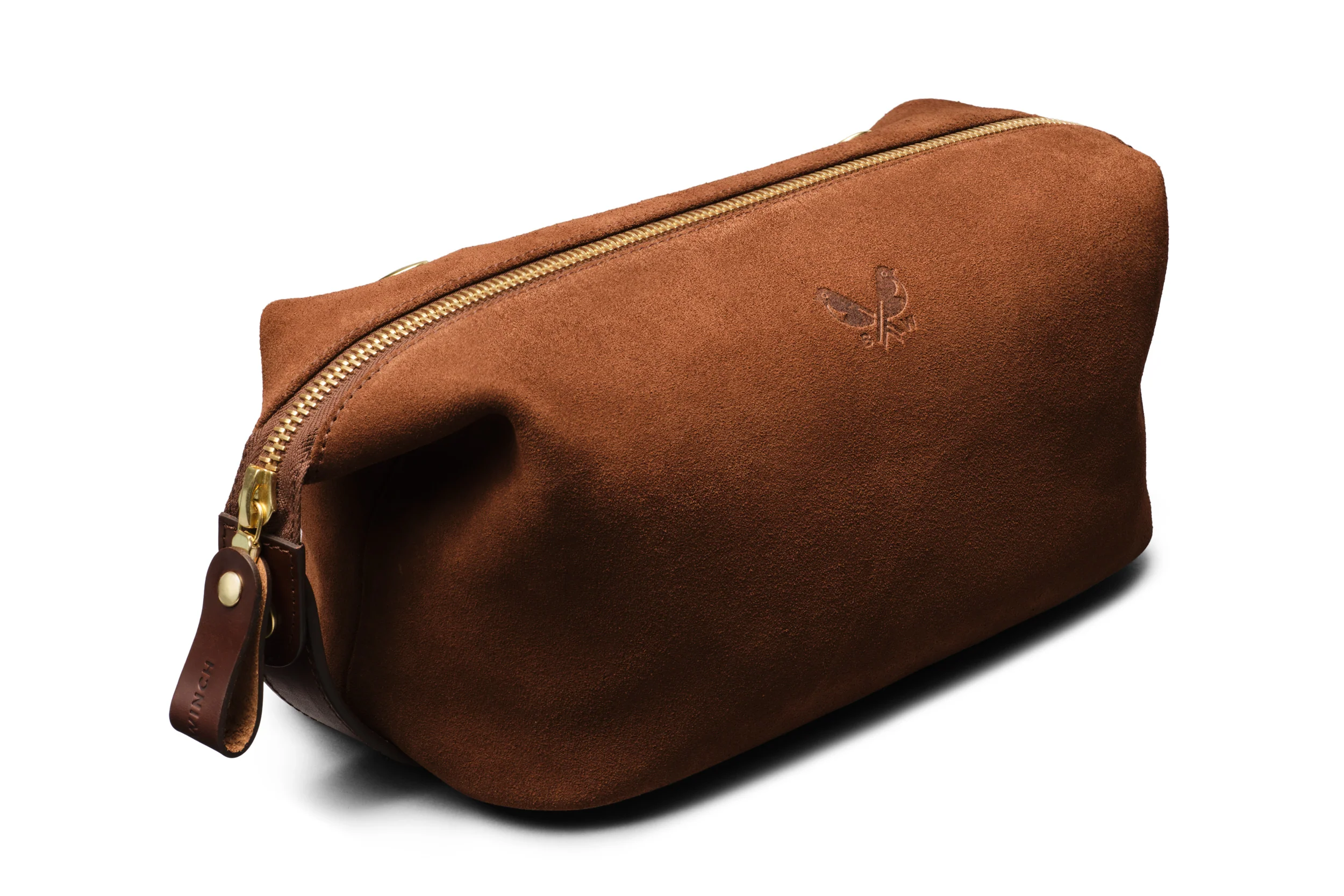 Suede Wash Bag / Dopp Kit - Tobacco Brown - Image 3