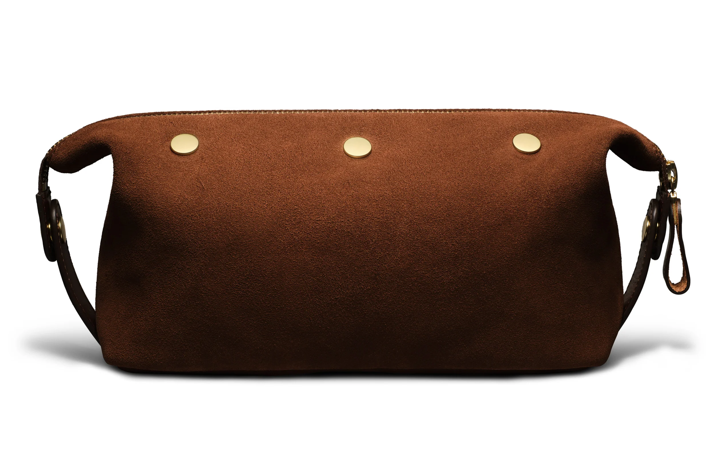 Suede Wash Bag / Dopp Kit - Tobacco Brown - Image 4