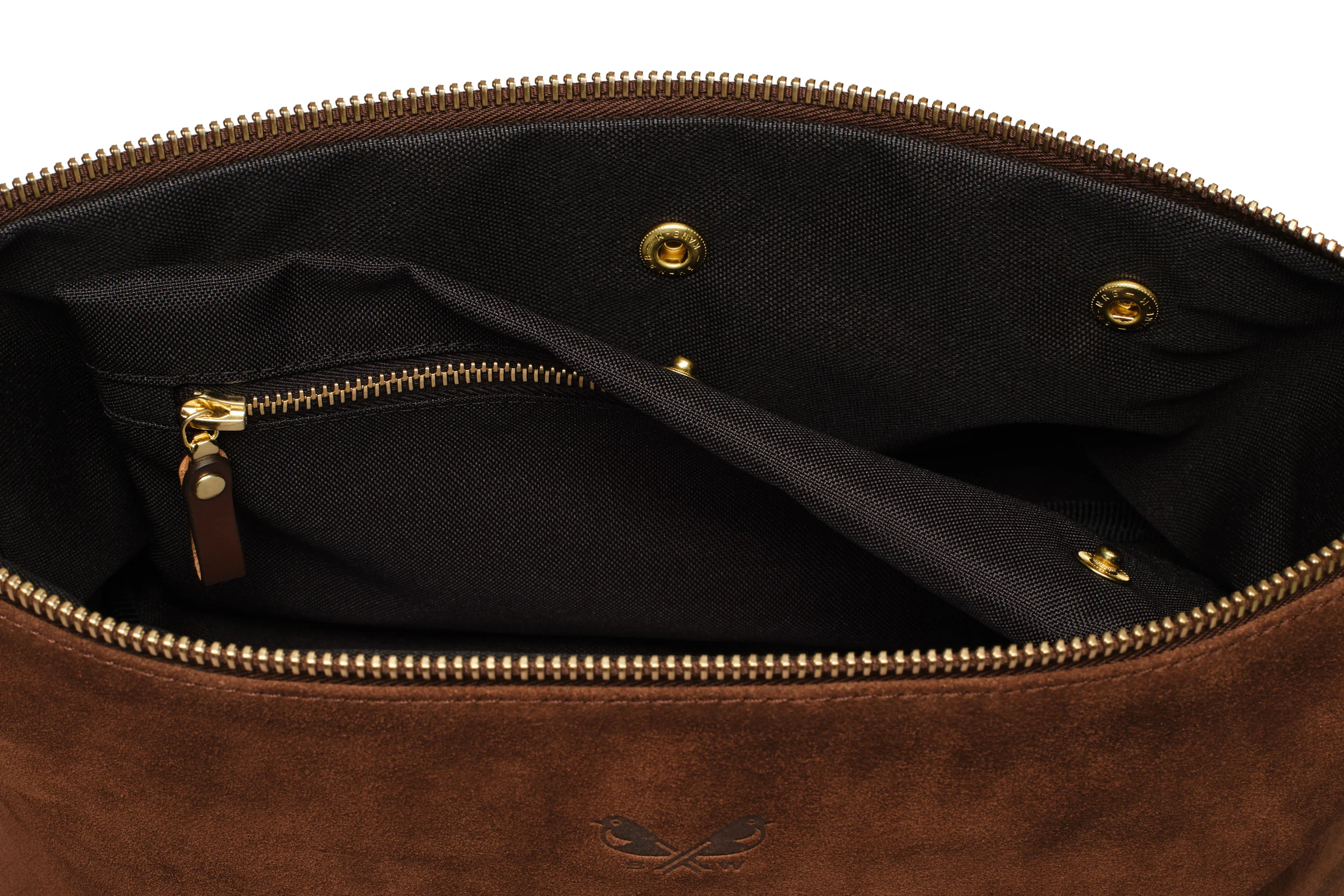 Suede Wash Bag / Dopp Kit - Tobacco Brown - Image 5